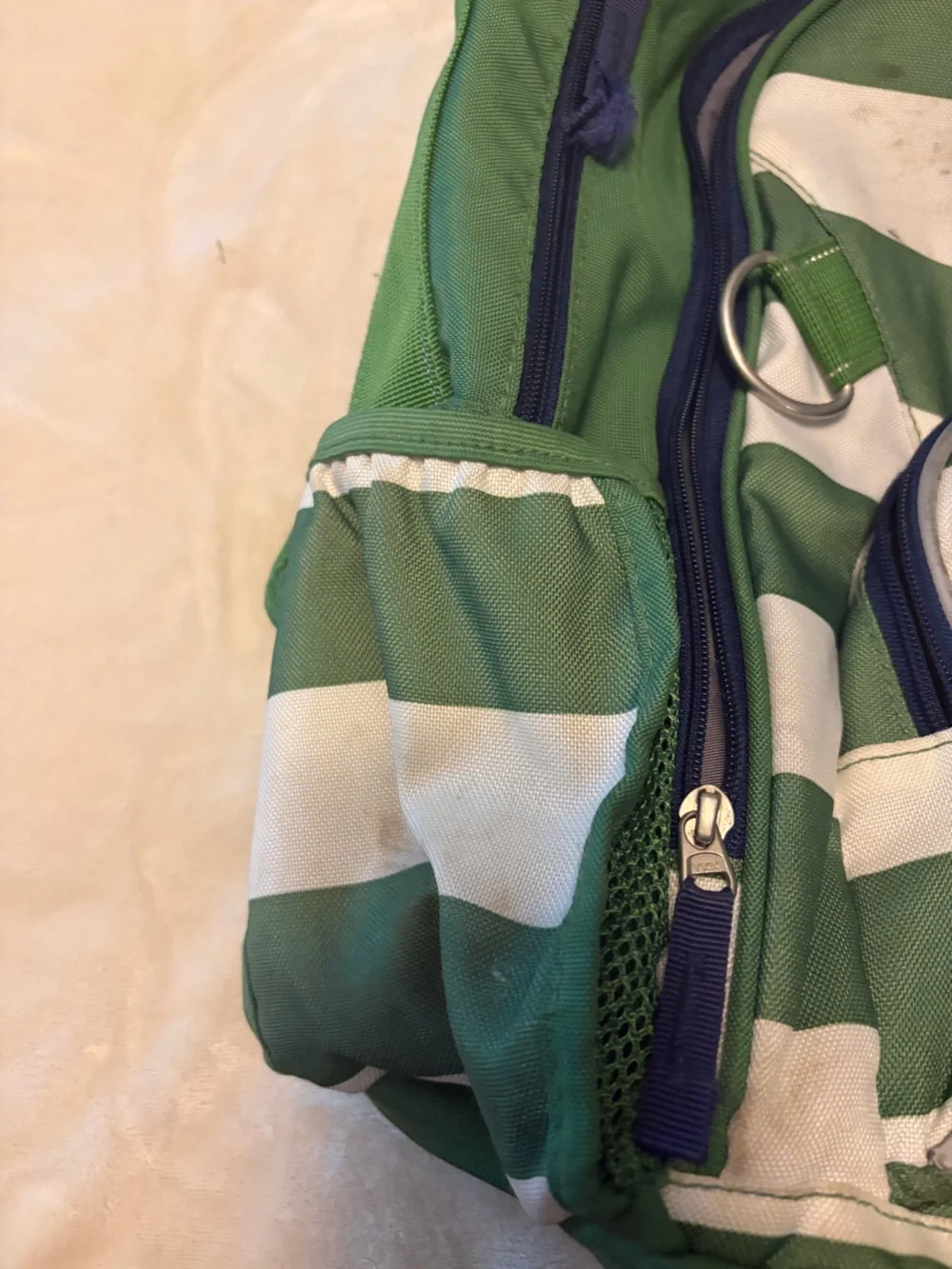 Pottery Barn Kids Green & White Striped Backpack - Drew